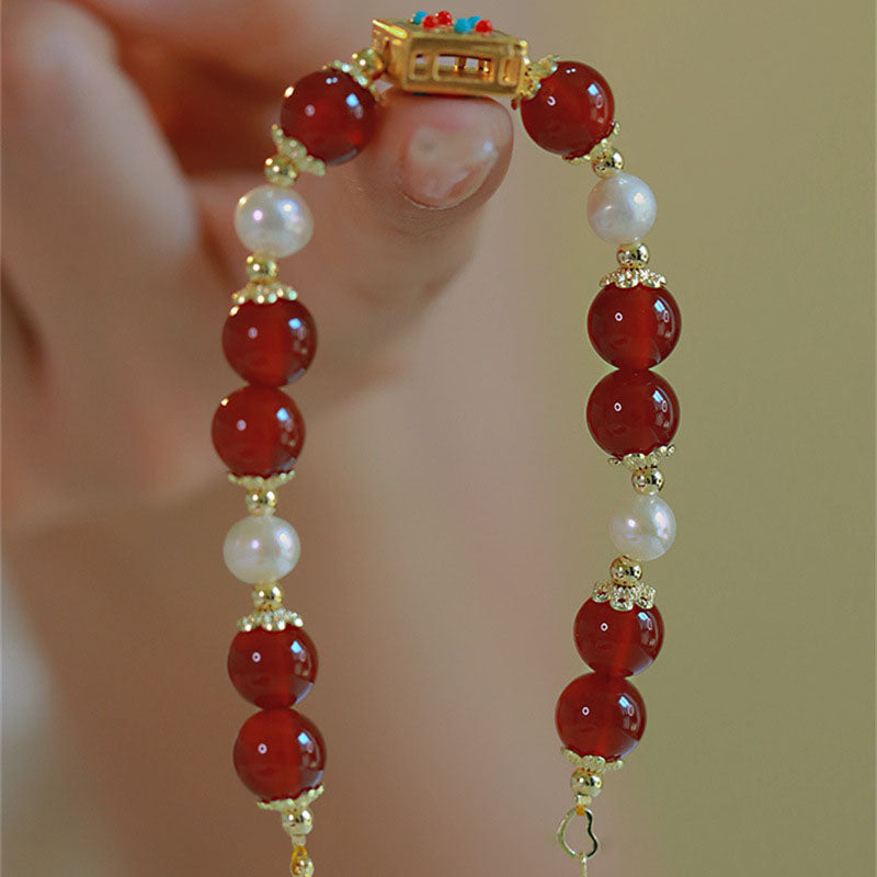 Love and Hope•Natural Red Agate Bracelet