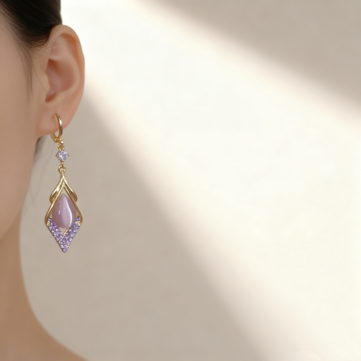 Amethyst Rhombus Earrings