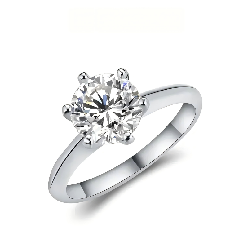 Stylish Six-Prong Solitaire Moissanite Engagement Ring