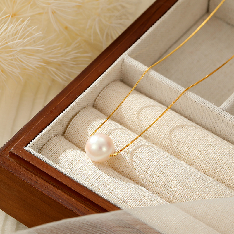 「Lumina Single Pearl」S925 Silver Single Shell Pearl Necklace