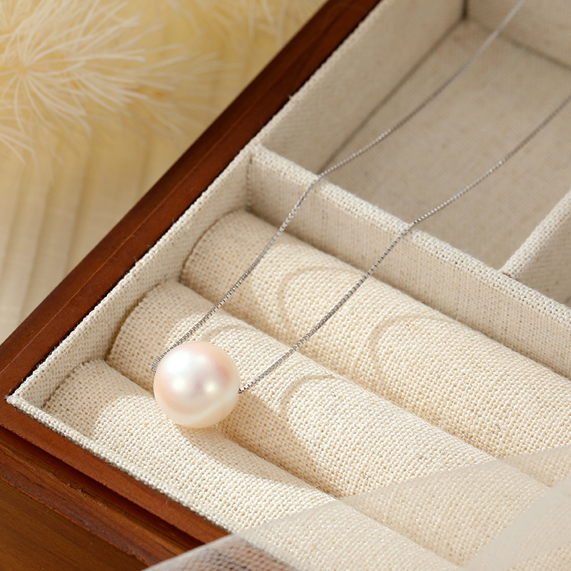 「Lumina Single Pearl」S925 Silver Single Shell Pearl Necklace