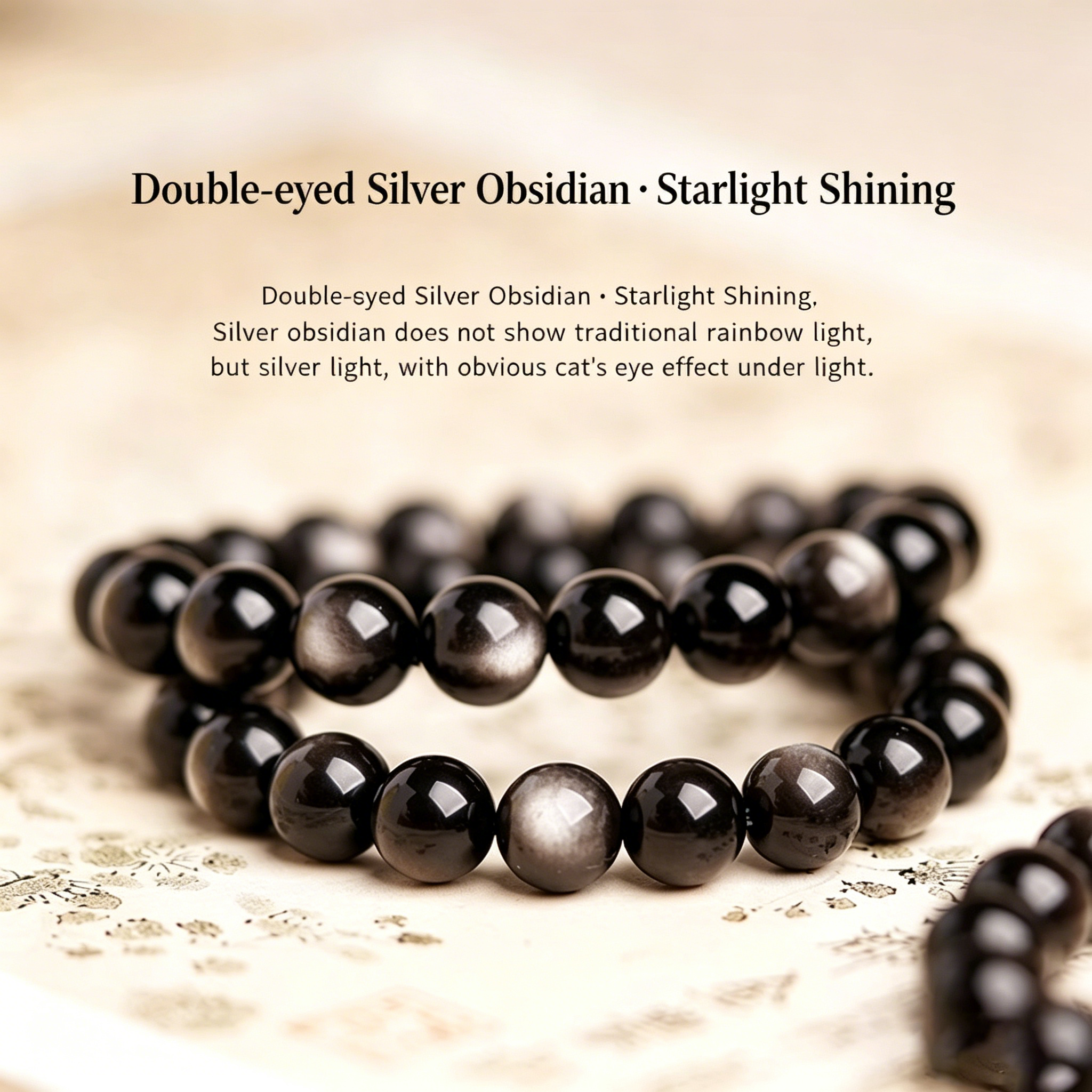 Natural obsidian bracelet