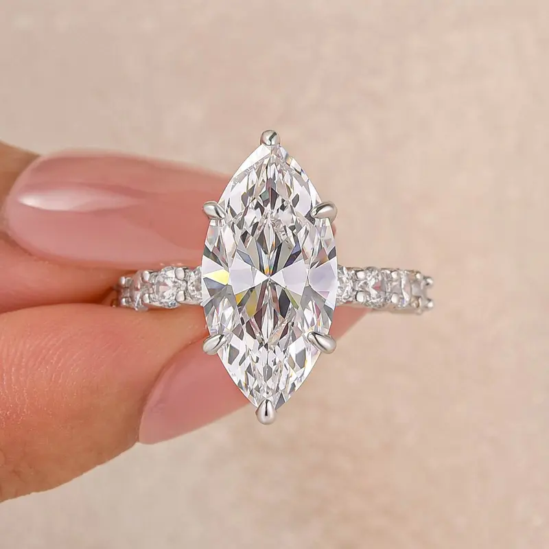 Noxlin 5.5-Carat Marquise-Cut 14K Gold-Plated Ring