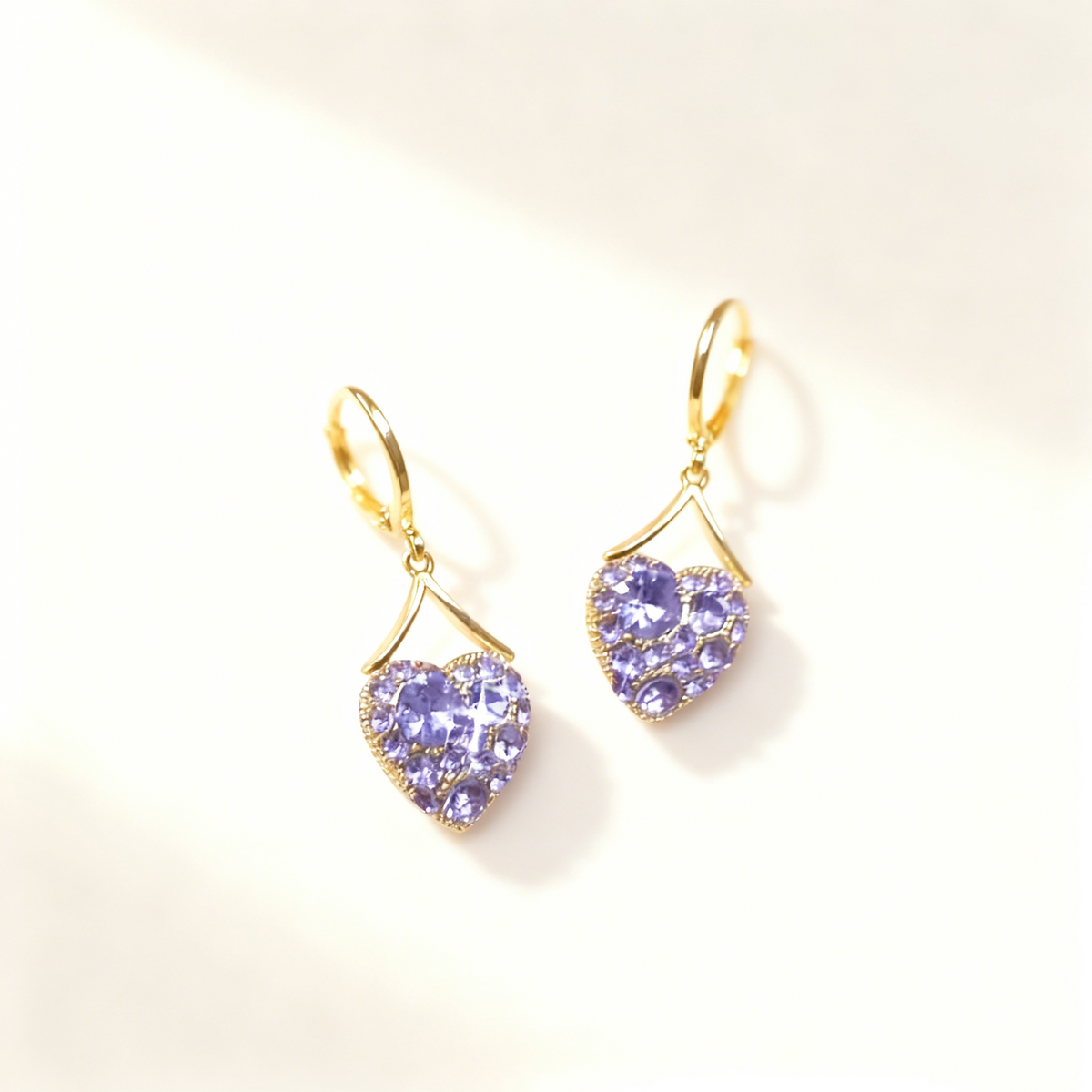 Amethyst Heart Earrings