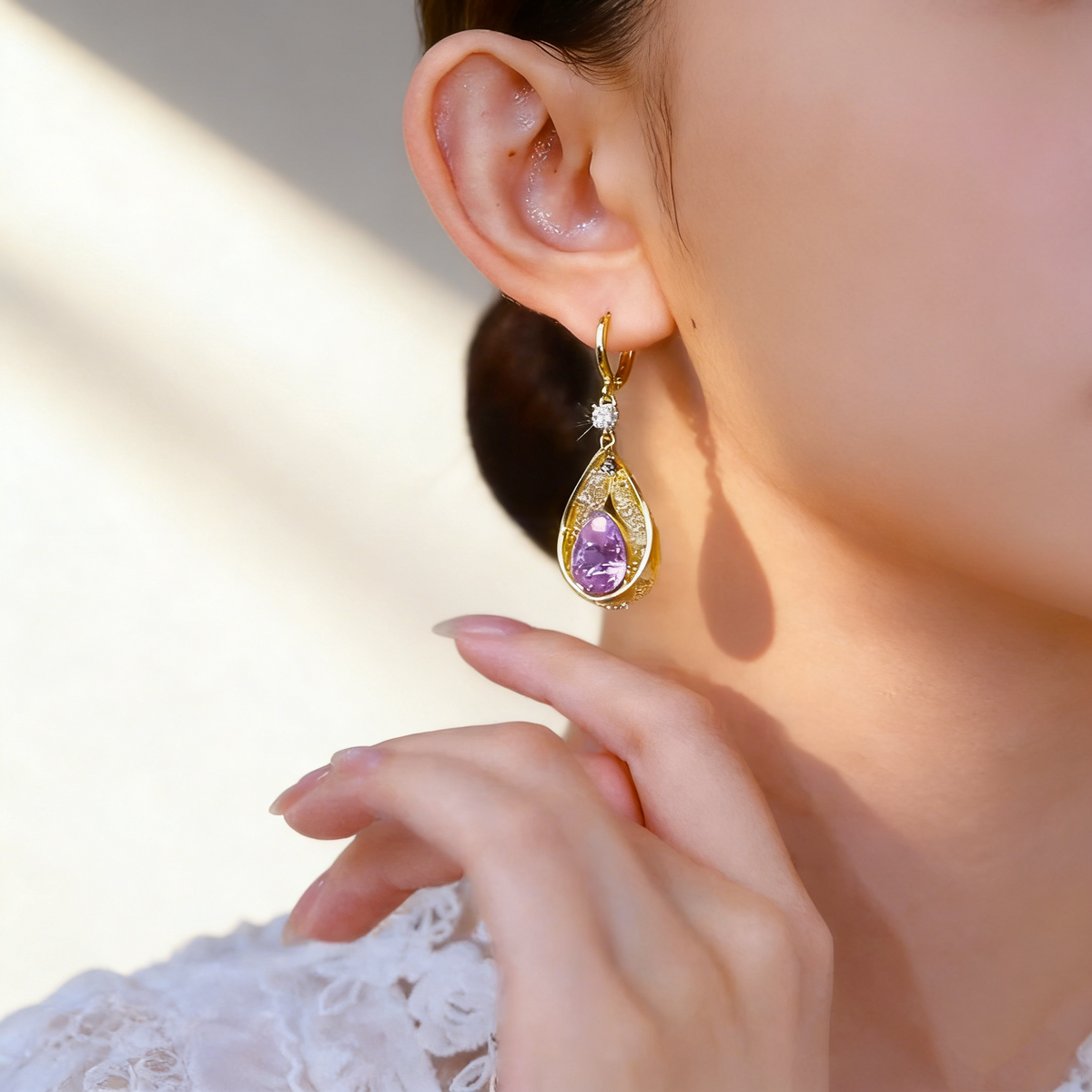 Waterdrop Amethyst Earrings