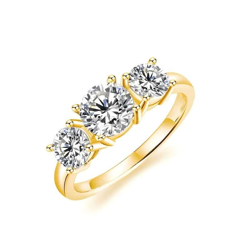 Three-stone moissanite ring