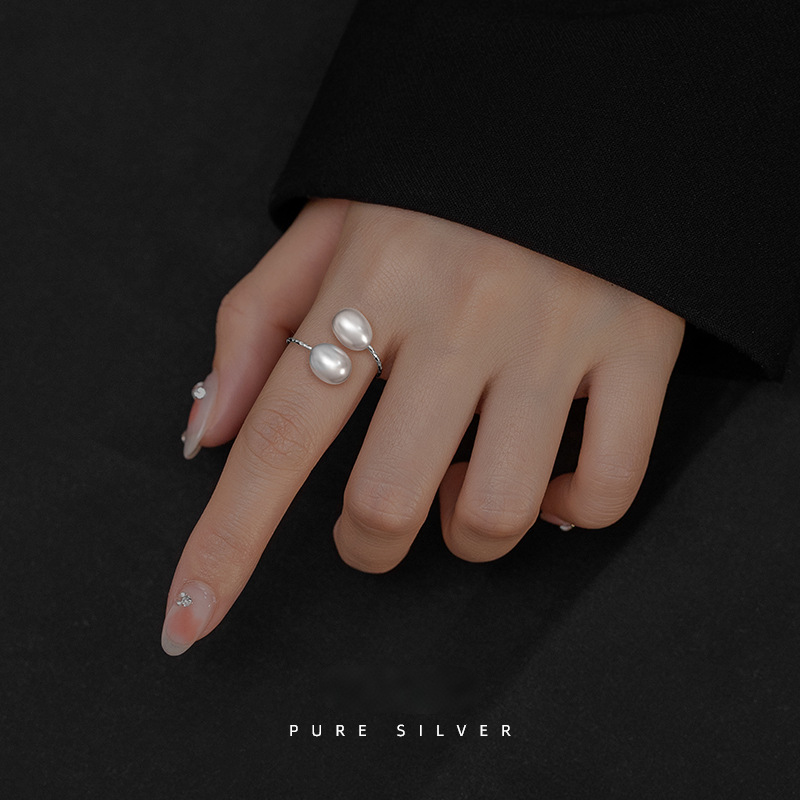 「Dew Pair」S925 Silver Freshwater Pearl Ring