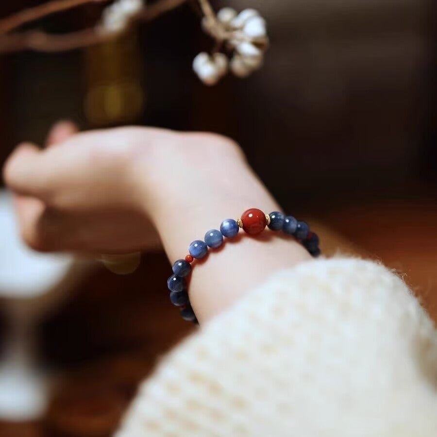 Natural Kyanite & Red Agate Bracelet