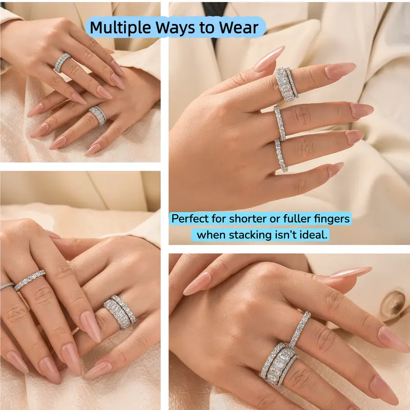 Noxlin 4 piece stacking moissanite rings