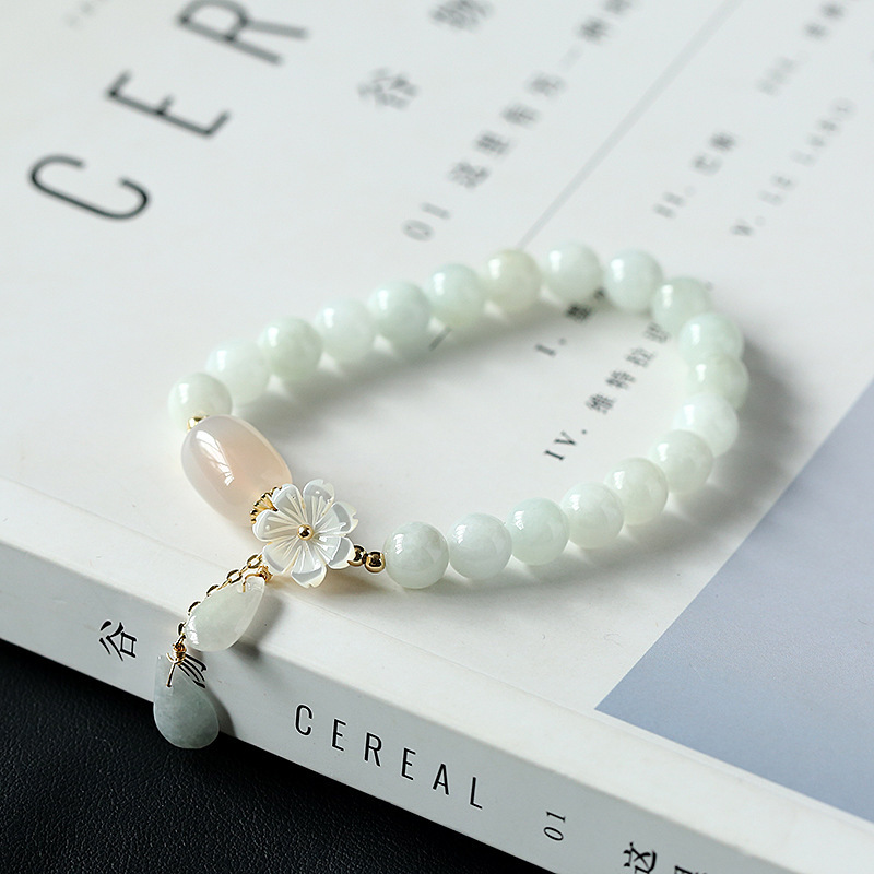 「Blossom Serenity」Natural Jade Beaded Bracelet