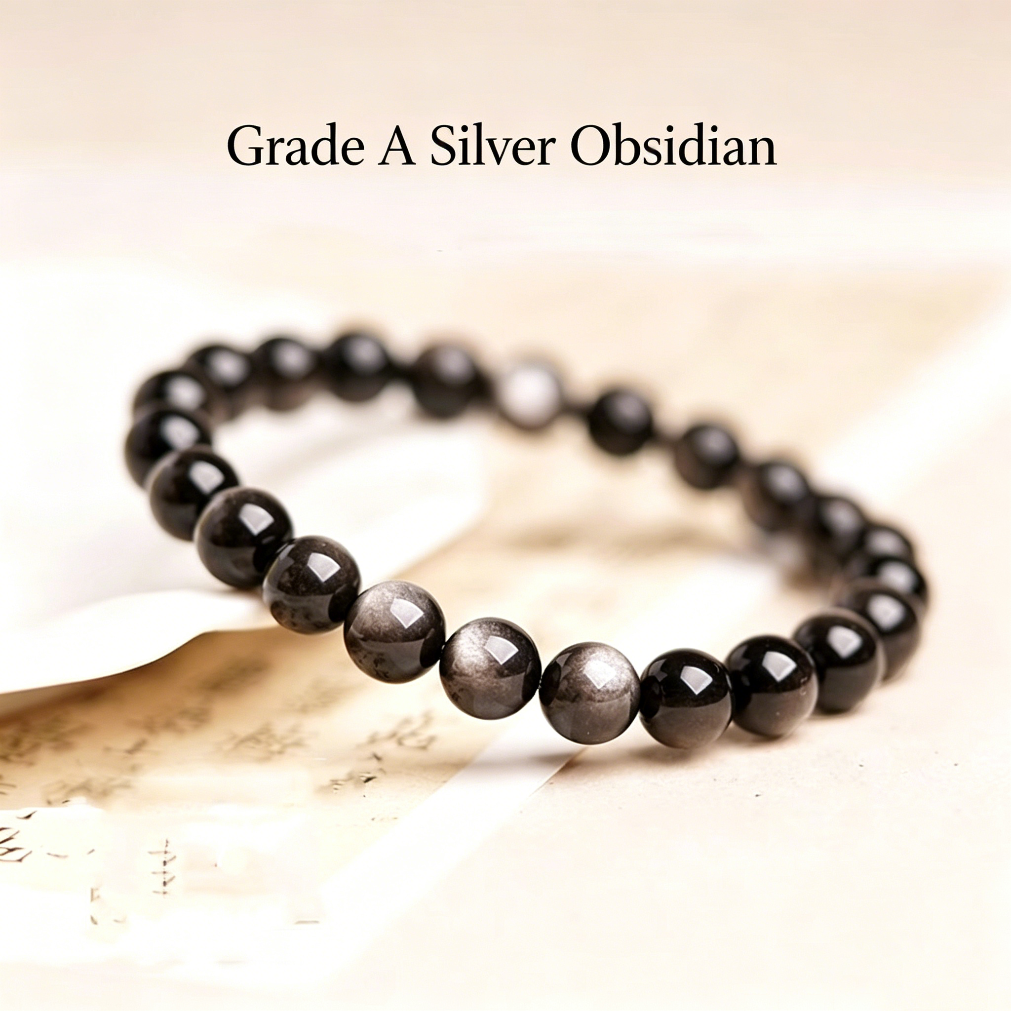 Natural obsidian bracelet