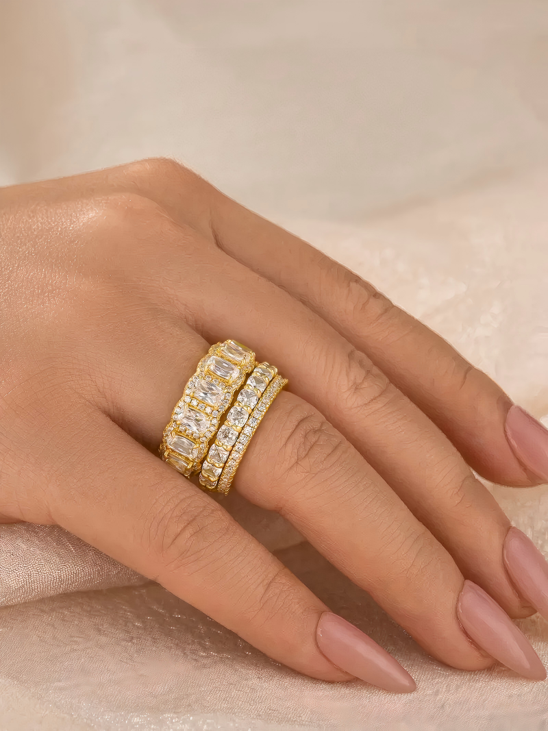 Noxlin 4 piece stacking moissanite rings