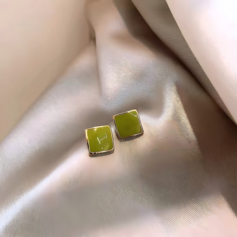 Avocado green stud earrings