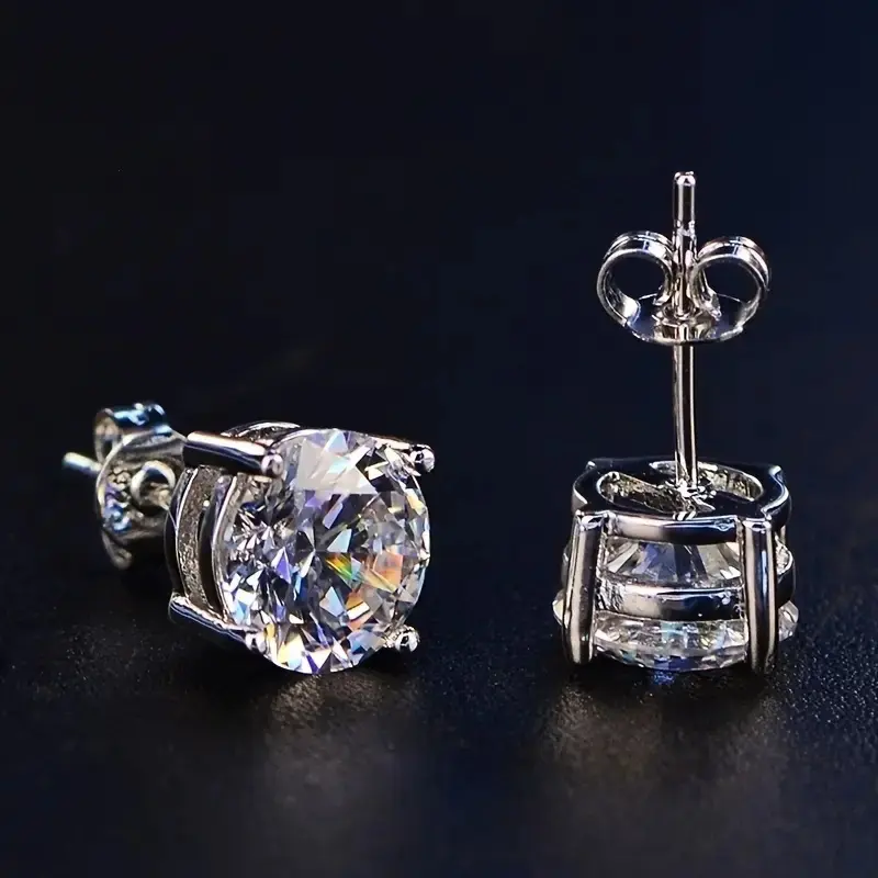 925 Sterling Silver Emerald Cut Earrings