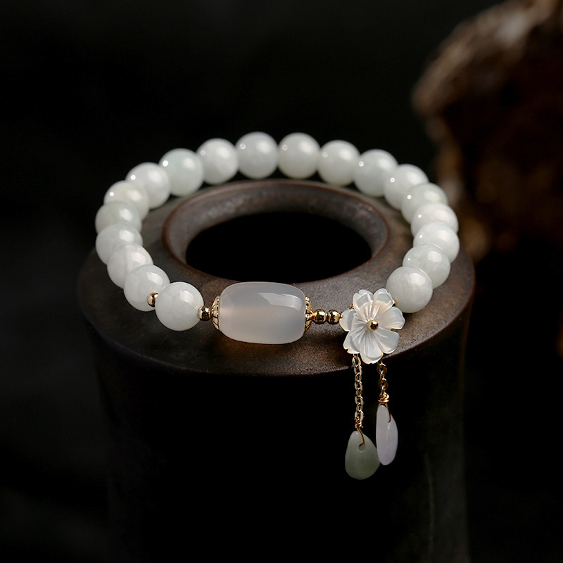 「Blossom Serenity」Natural Jade Beaded Bracelet