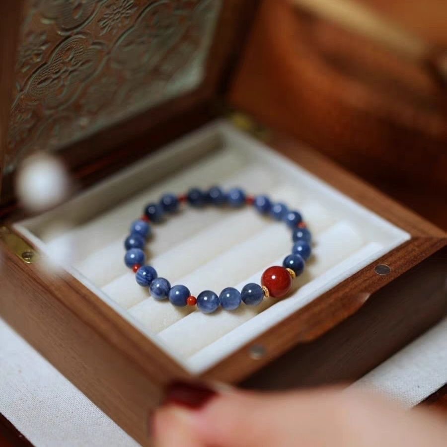 Natural Kyanite & Red Agate Bracelet