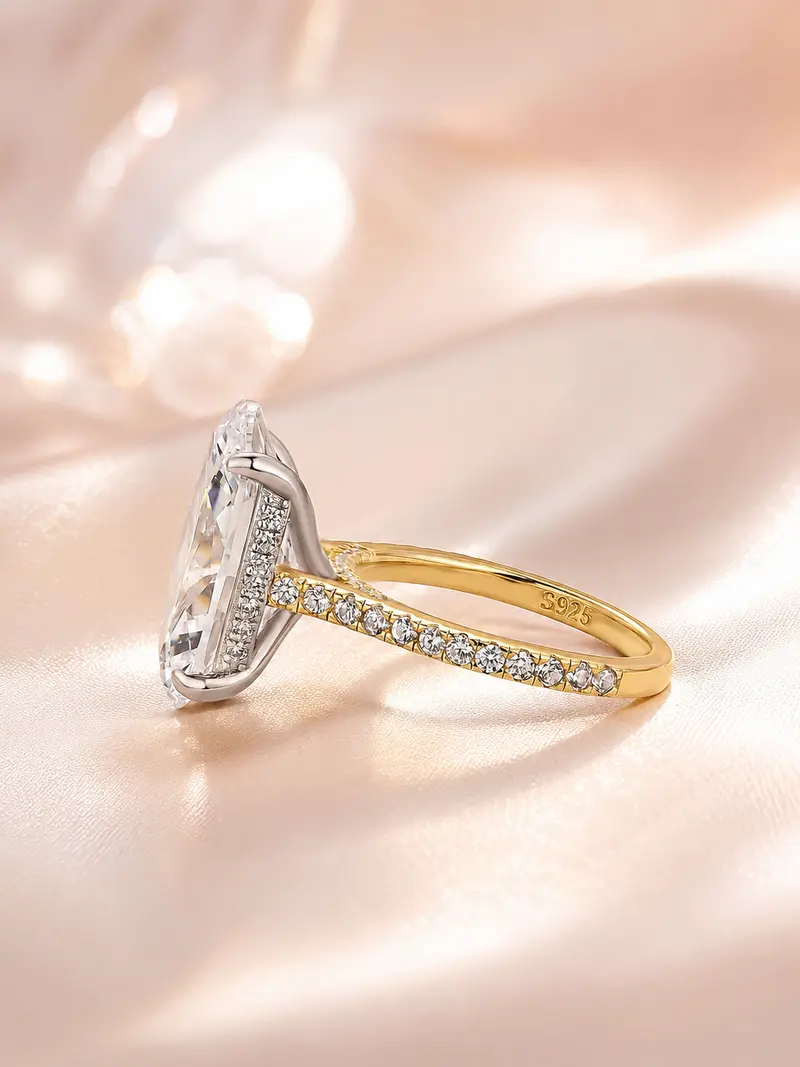 Noxlin 925 Silver Emerald-Cut Ring