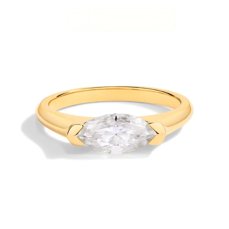 1-Ct Marquise-Cut Solitaire Synthetic Moissanite Ring