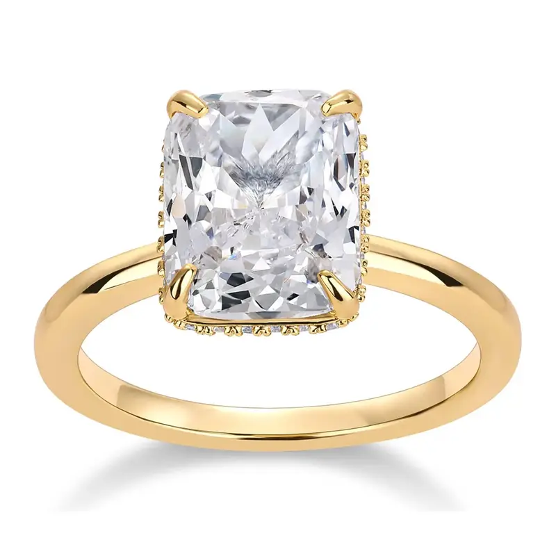 14K Gold-Plated 3.5ct Emerald Ring