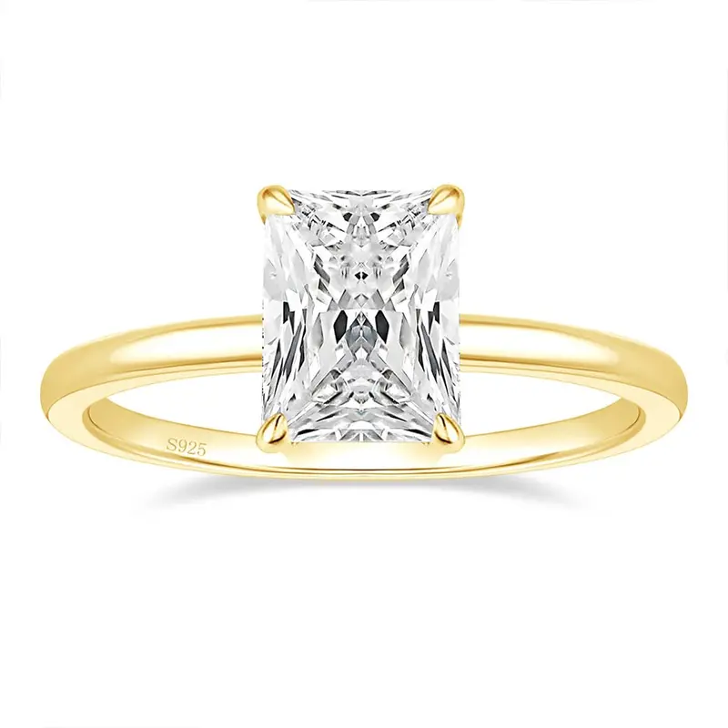 Radiant-cut solitaire diamond engagement ring