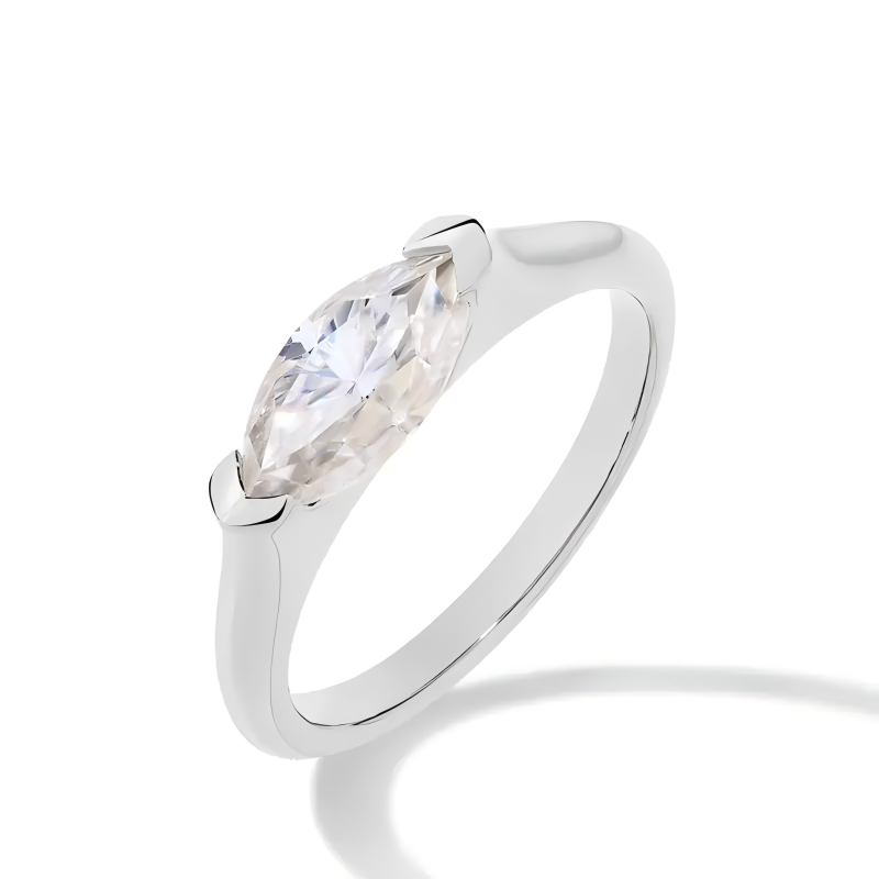 1-Ct Marquise-Cut Solitaire Synthetic Moissanite Ring