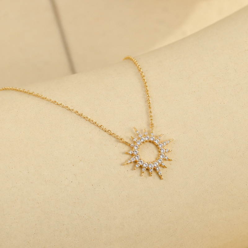 「Sunlight Halo」S925 Silver Paved Zircon Sunburst Necklace