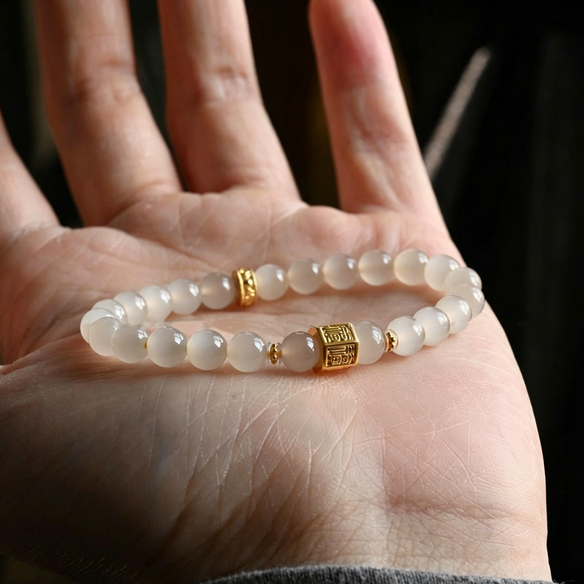 「Golden Fortune」Clear Chalcedony Bracelet