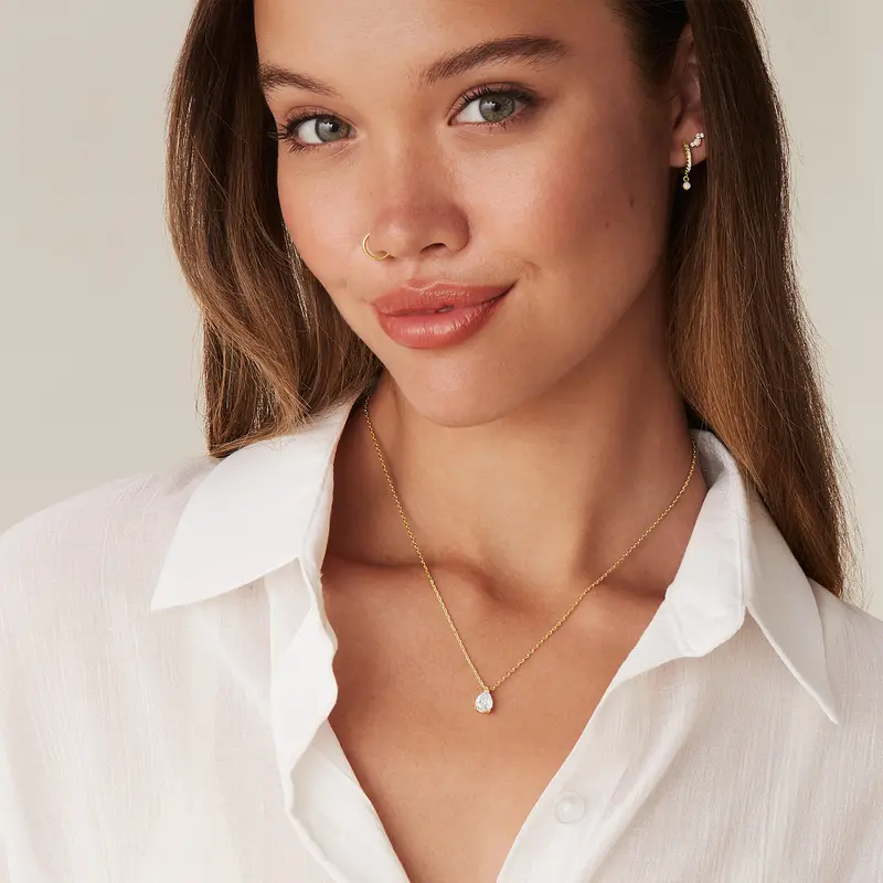 14K Gold Plated Cubic Zirconia Pendant Necklace