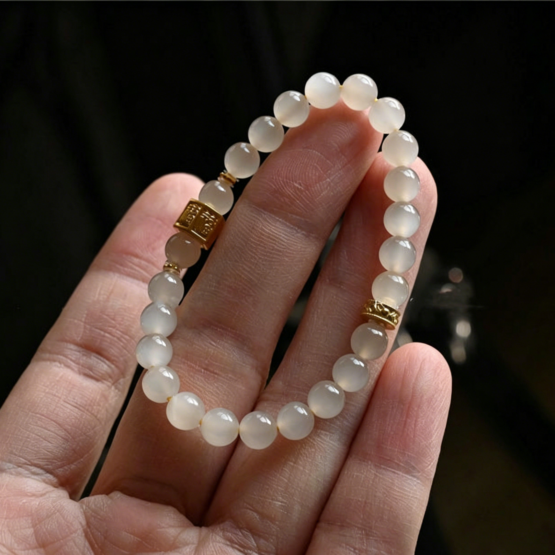 「Golden Fortune」Clear Chalcedony Bracelet
