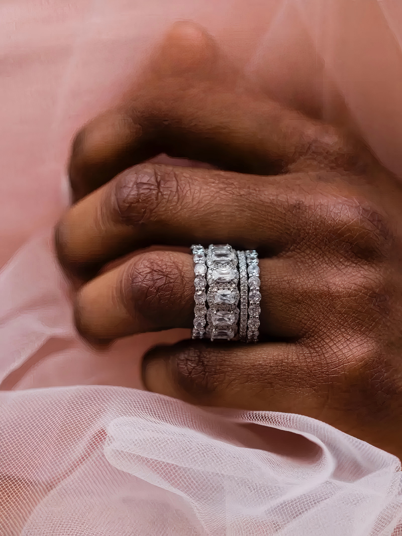 Noxlin 4 piece stacking moissanite rings