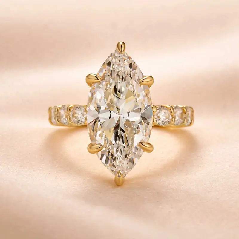 Noxlin 5.5-Carat Marquise-Cut 14K Gold-Plated Ring