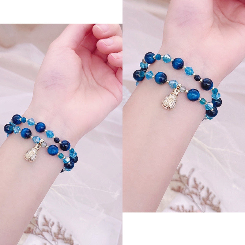 Fortune?Blue Crystal Tiger Eye Bracelet