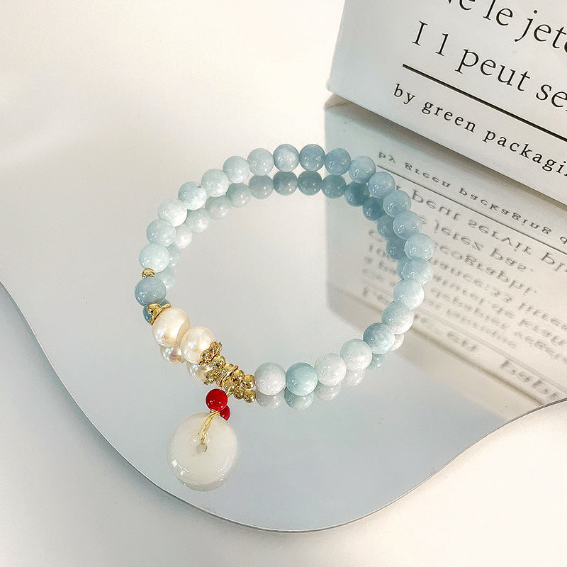 Lucky clasp ? Aquamarine agate bracelet