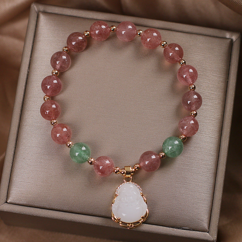 Maitreya Buddha ? Strawberry Crystal Bracelet