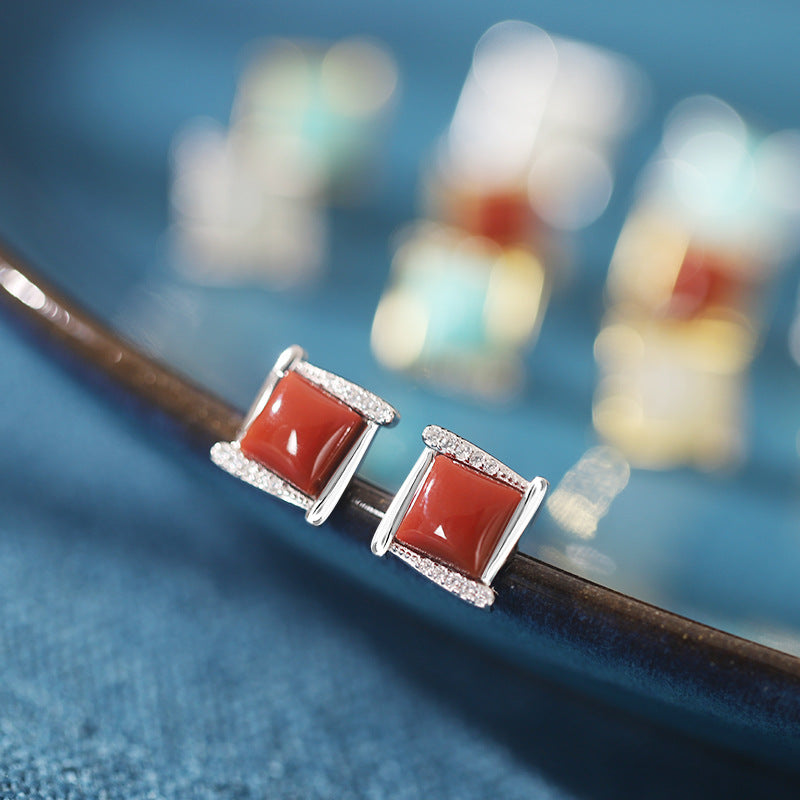 S925 Silver Square Stud Earrings
