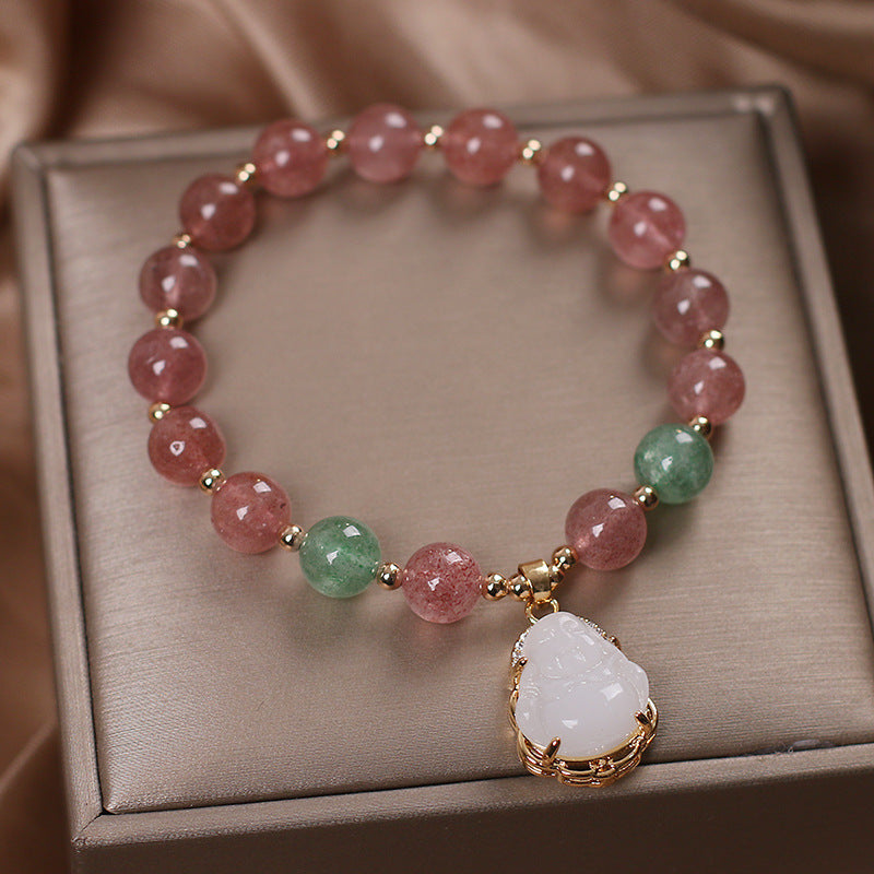 Maitreya Buddha ? Strawberry Crystal Bracelet