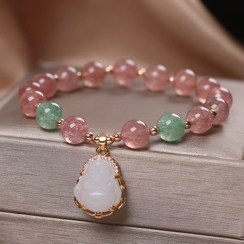 Maitreya Buddha ? Strawberry Crystal Bracelet