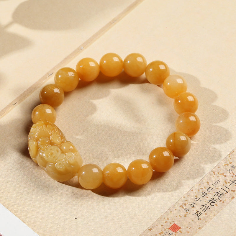 PiYao ? Natural Emerald Golden Silk Jade Bracelet