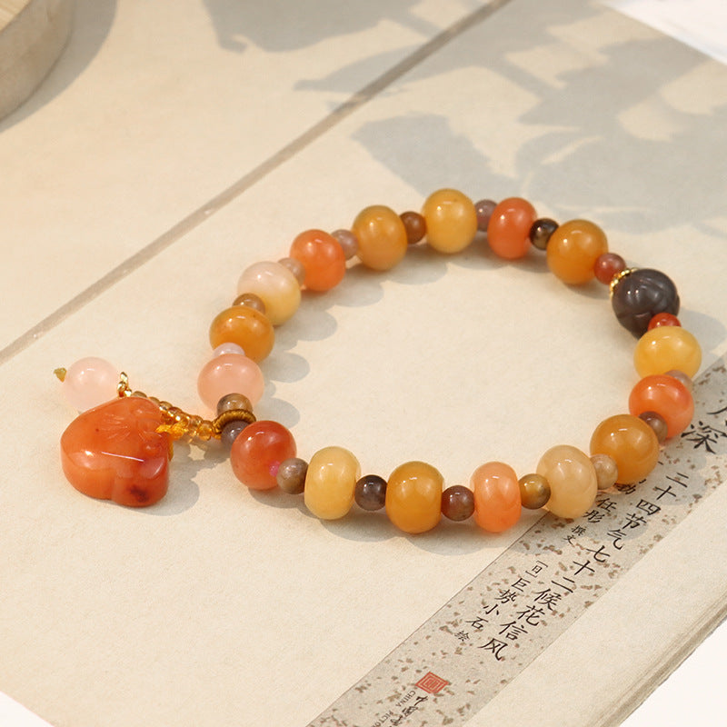 Natural gold silk jade yellow agate bracelet