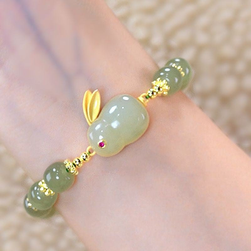 Adventure Bunny • Emerald Jade stone bracelet