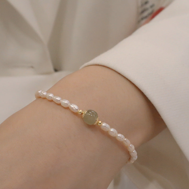 Natural Freshwater Pearl & Hetian Jade Bracelet