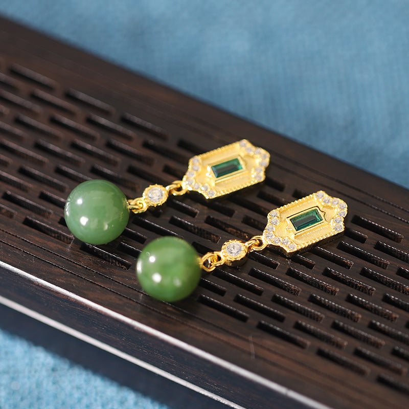 Emerald Tassel Drop Earrings