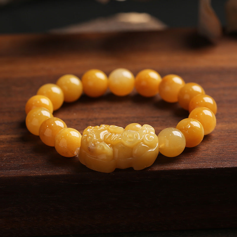 PiYao ? Natural Emerald Golden Silk Jade Bracelet