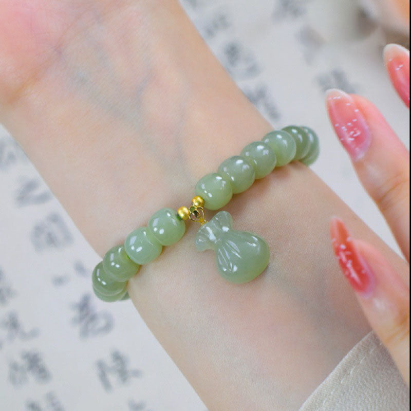 Fortune • Money bag Emerald Jade Stone bracelet