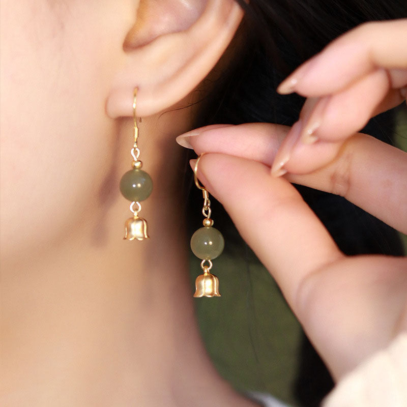 Wind Chimes • Natural Emerald Jade stone earrings