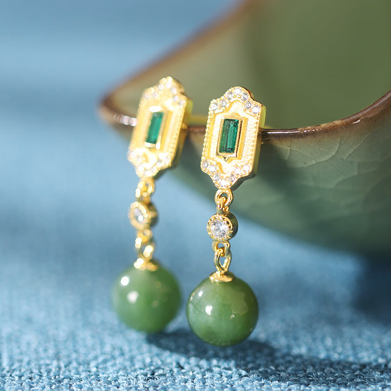 Emerald Tassel Drop Earrings