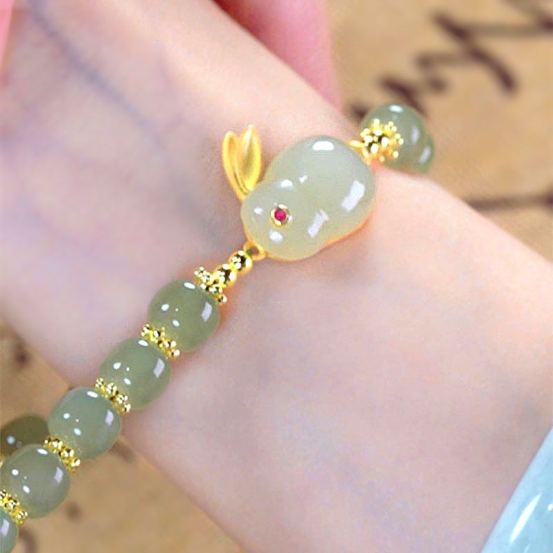Adventure Bunny • Emerald Jade stone bracelet