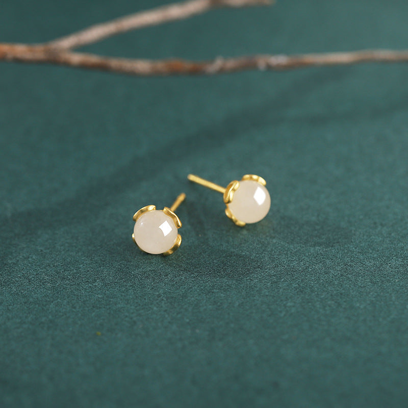 S925 Silver Hetian Jade Earrings