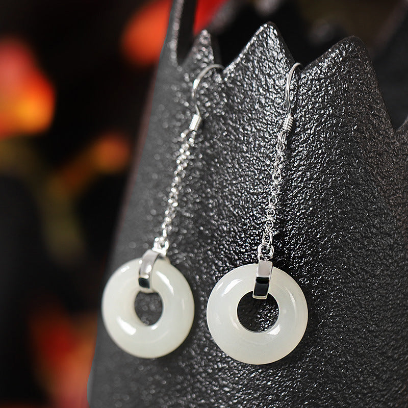 Lucky buckle • Tassel Emerald Jade stone earrings