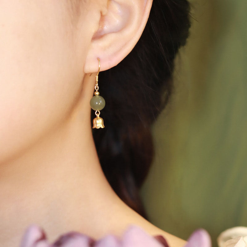 Wind Chimes • Natural Emerald Jade stone earrings